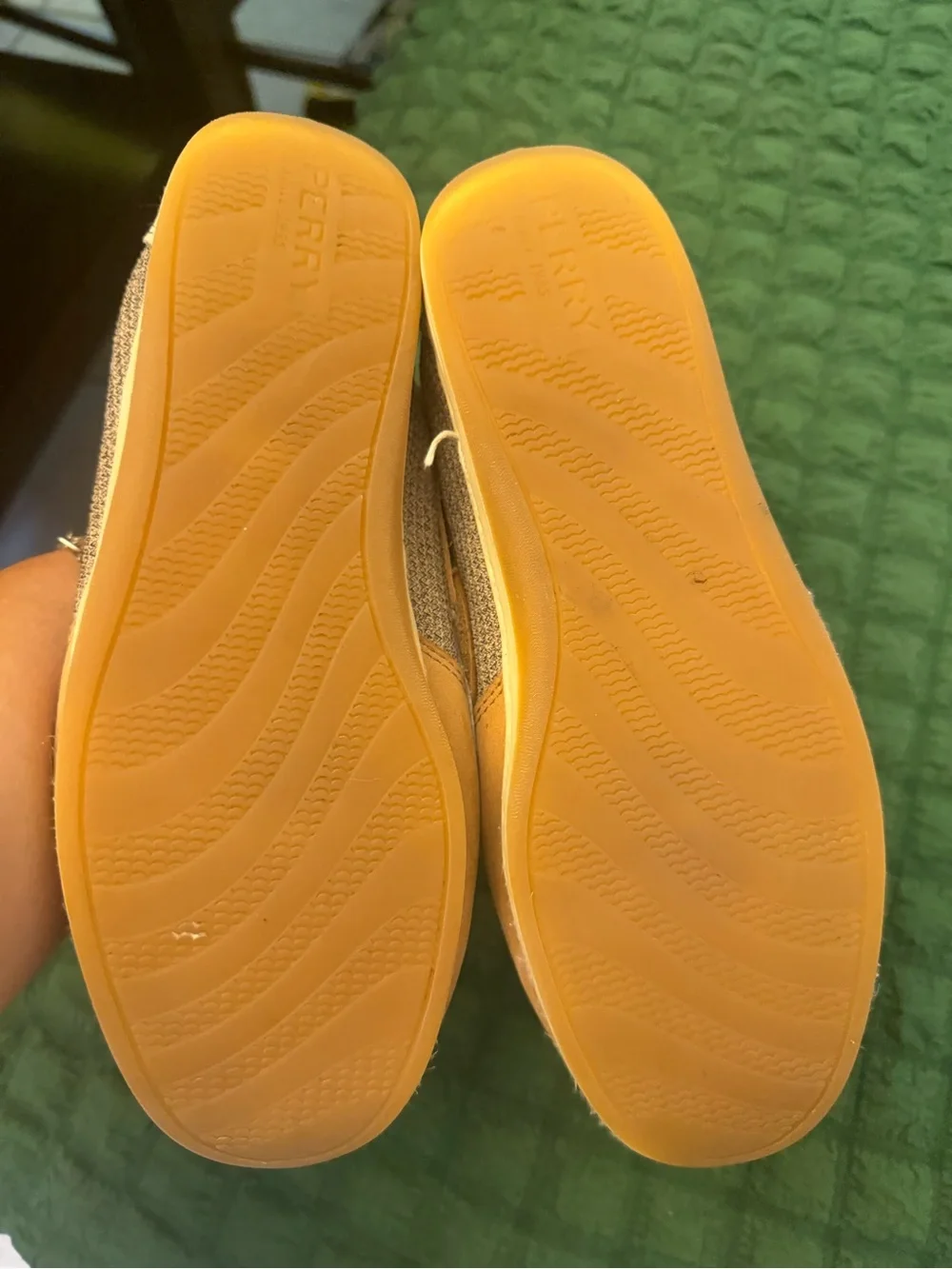 Sperry Kids Tan Leather Moccasins with White Trim